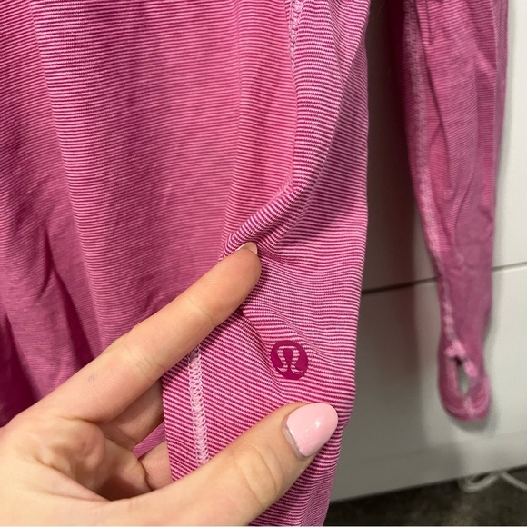 Lululemon Yogini 5 Year Long Sleeve Tee Pink Stripe - Picture 6 of 8